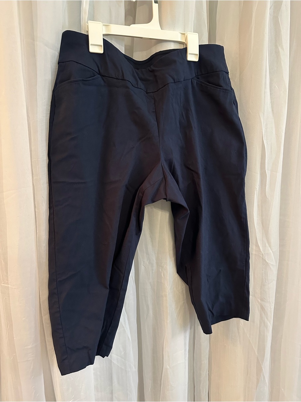 C J Banks Navy capris with signature slimming technology